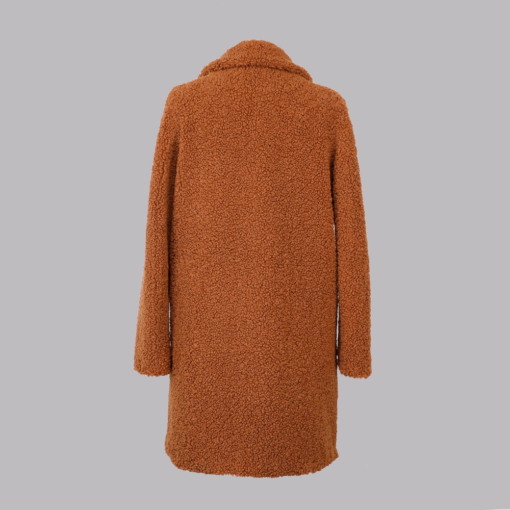 人造毛翻領(lǐng)長款外套