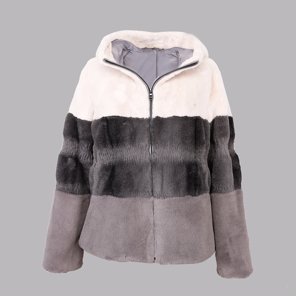 人造毛帶帽上衣