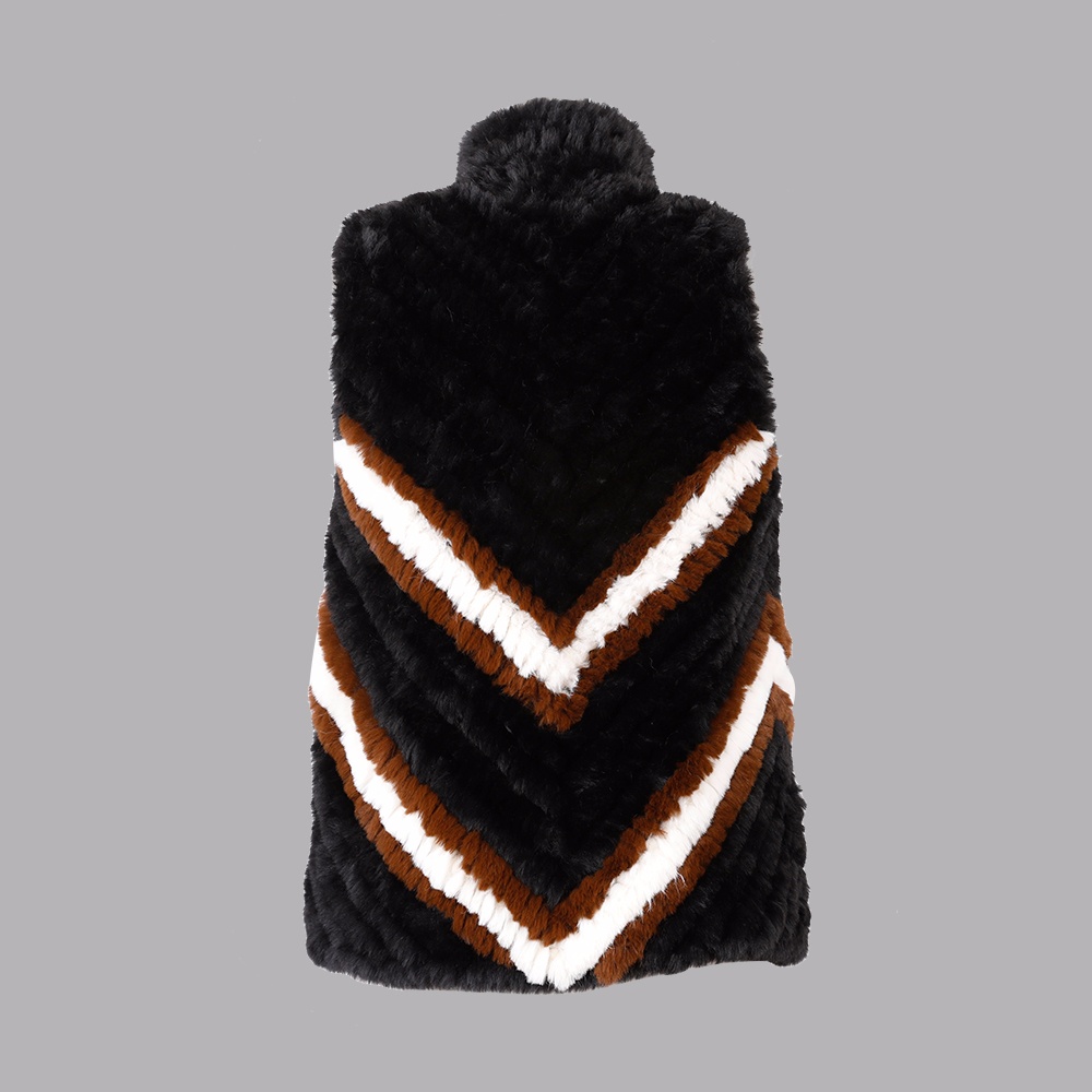 人造毛編織小立領背心