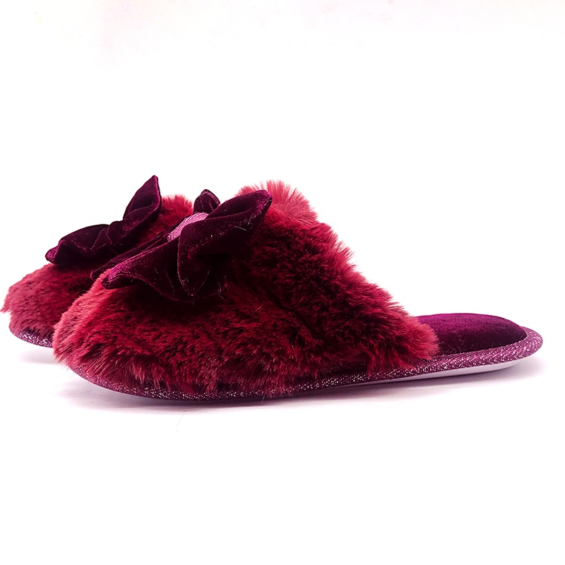 女士大蝴蝶結(jié)兔毛拖鞋