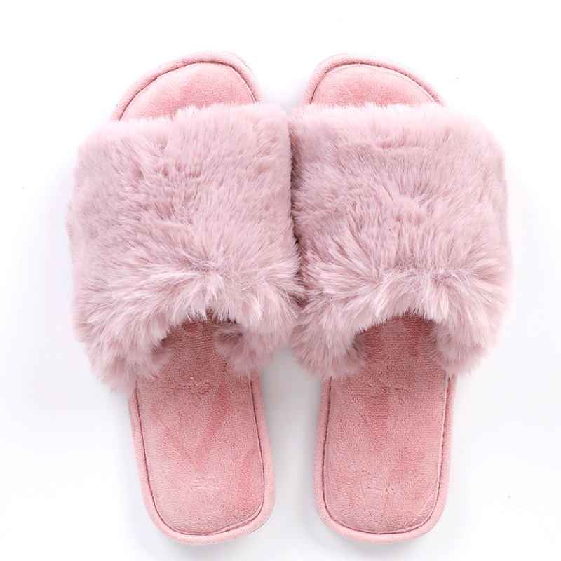 女士人造毛紡織材料通頭拖鞋