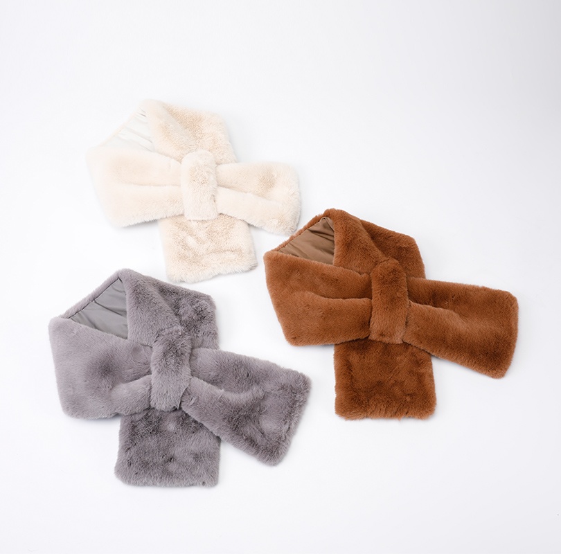 仿兔毛帶袢圍巾