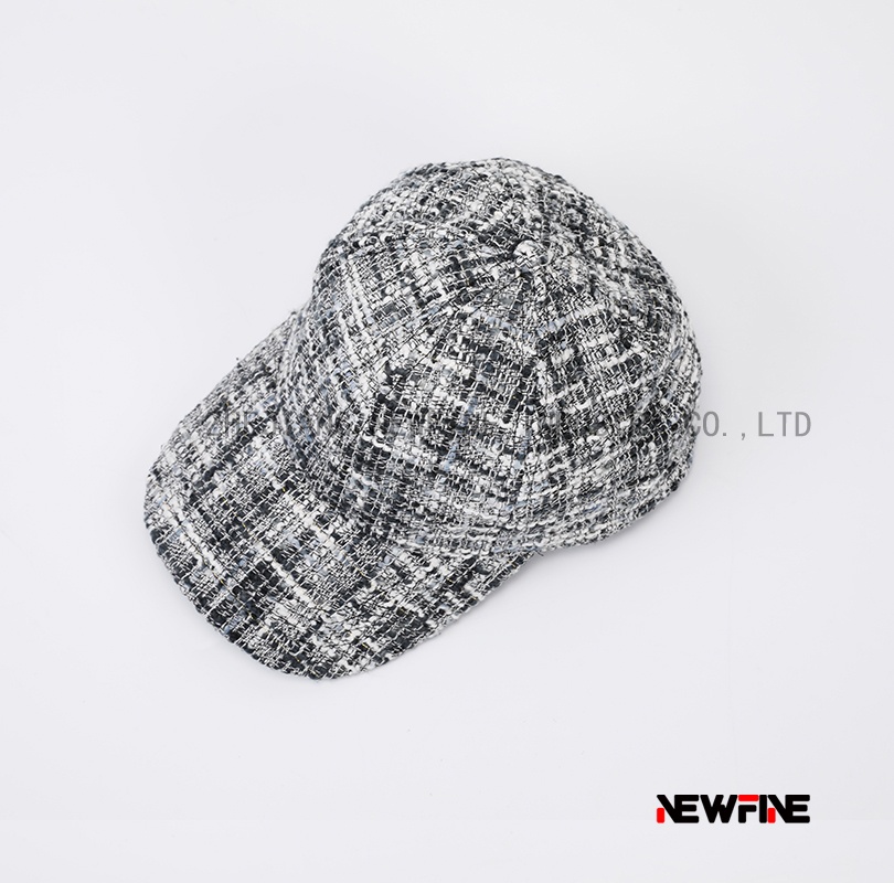 時(shí)尚格子毛呢面料棒球帽