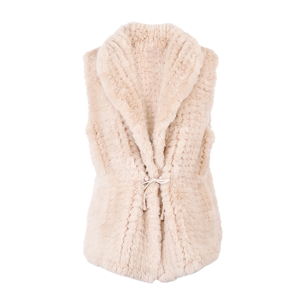 人造毛編織背心系腰帶