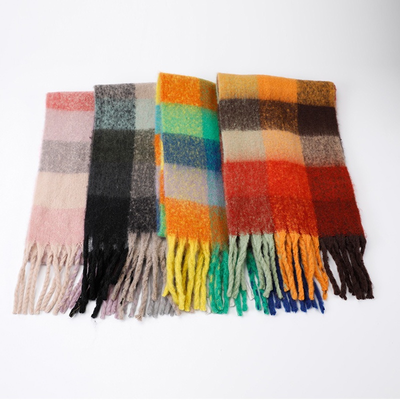 彩色格子梭織圍巾